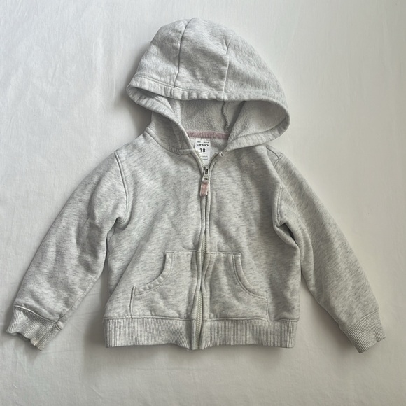Carter's Baby Gray Zip-Up Fleece Hoodie and Hooded Fleece Vest Size 18 Months - Picture 2 of 10